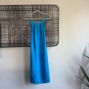 Blue Lace-Trim Slip Chemise